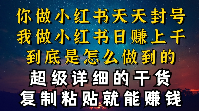 都知道小红书能引流私域变现，可为什么我能一天引流几十人变现上千，但你却频频封号违规被限流-易购网创