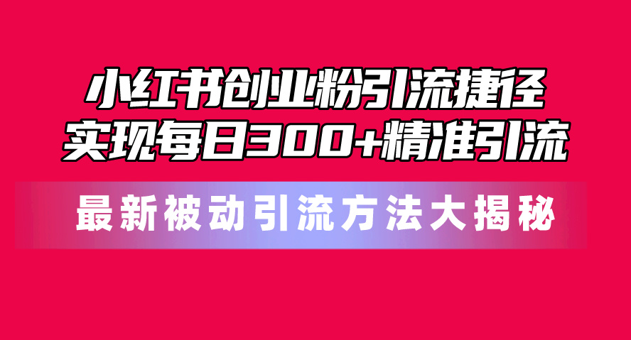 小红书创业粉引流捷径！最新被动引流方法大揭秘，实现每日300+精准引流-易购网创