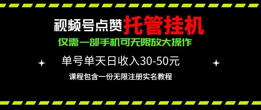 视频号点赞托管挂机，单号单天利润30~50，一部手机无限放大（附带无限…-易购网创