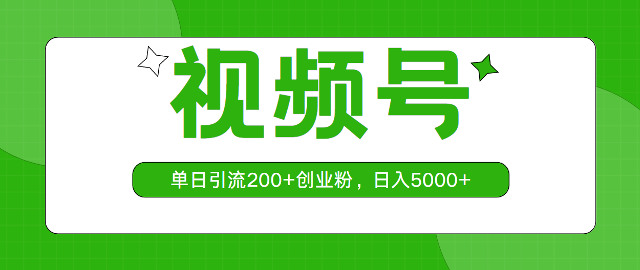 视频号，单日引流200+创业粉，日入5000+-易购网创