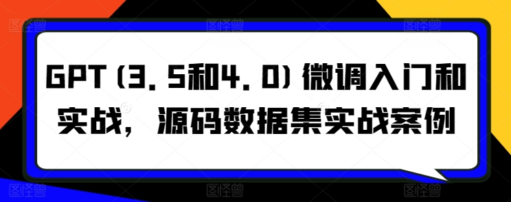 GPT(3.5和4.0)微调入门和实战，源码数据集实战案例-易购网创