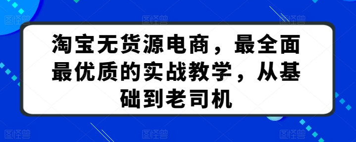淘宝无货源电商，最全面最优质的实战教学，从基础到老司机-易购网创