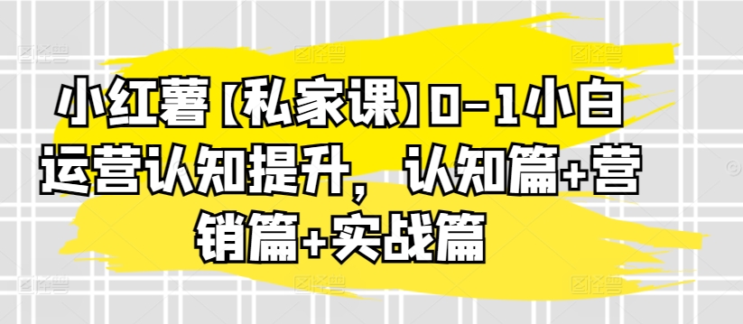 小红薯【私家课】0-1小白运营认知提升，认知篇+营销篇+实战篇-易购网创