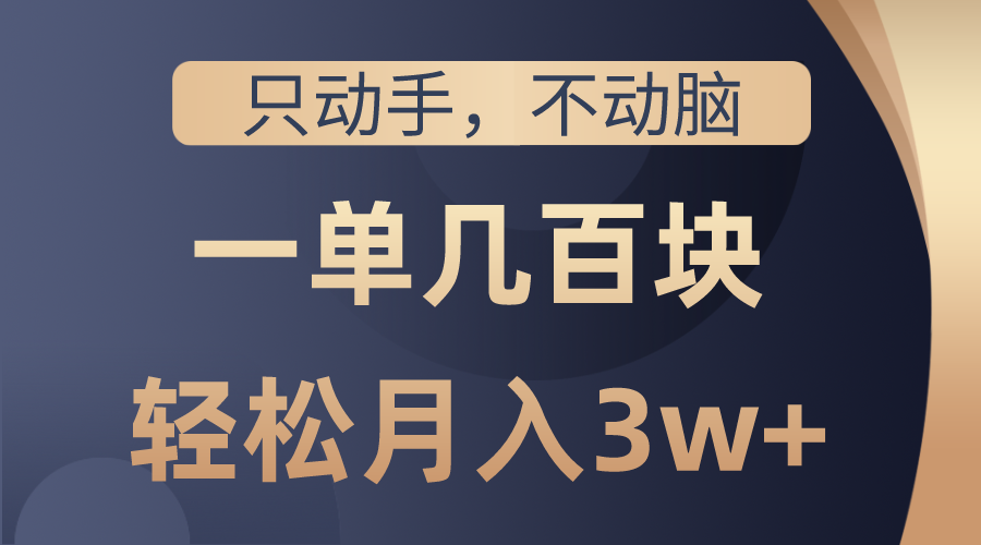 只动手不动脑，一单几百块，轻松月入3w+，看完就能直接操作，详细教程-易购网创
