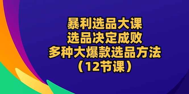 暴利 选品大课：选品决定成败，教你多种大爆款选品方法（12节课）-易购网创