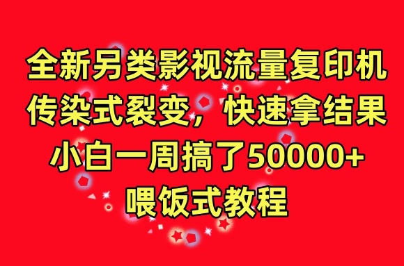 全新另类影视流量复印机，传染式裂变，快速拿结果，小白一周搞了50000+，喂饭式教程-易购网创