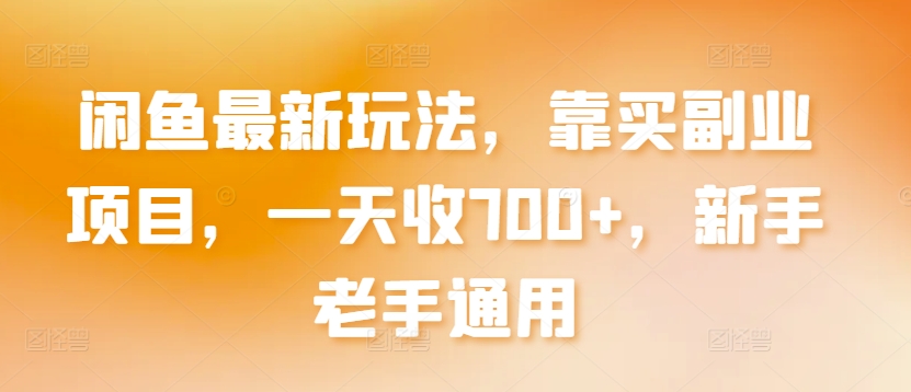 闲鱼最新玩法，靠买副业项目，一天收700+，新手老手通用-易购网创