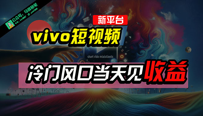 全新平台vivo短视频，新风口AI混剪无脑搬运，冷门风口当天见收益，7天…-易购网创
