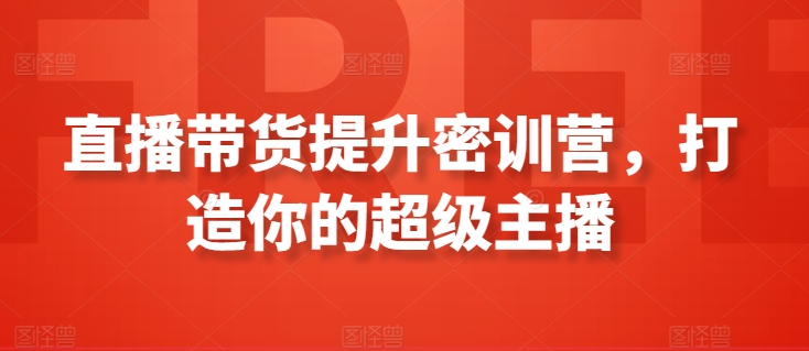 直播带货提升密训营，打造你的超级主播-易购网创