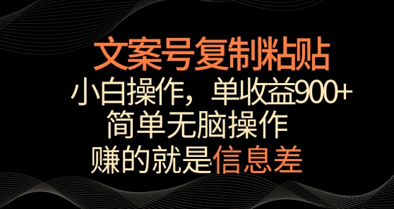 文案号掘金，简单复制粘贴，小白操作，单作品收益900+-易购网创