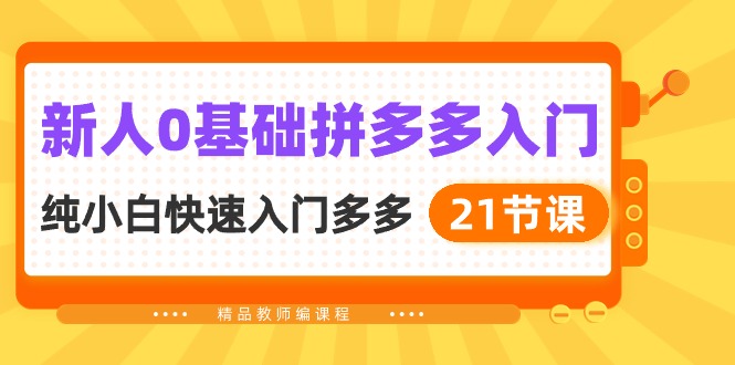 新人0基础拼多多入门，​纯小白快速入门多多（21节课）-易购网创