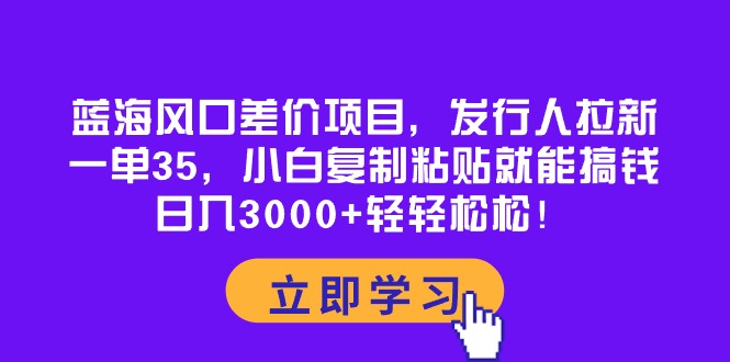 蓝海风口差价项目，发行人拉新，一单35，小白复制粘贴就能搞钱！日入30…-易购网创
