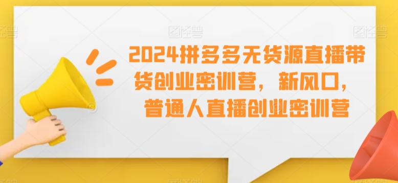 2024拼多多无货源直播带货创业密训营，新风口，普通人直播创业密训营-易购网创