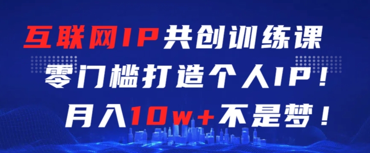 互联网IP共创训练课，零门槛零基础打造个人IP，月入10w+不是梦-易购网创
