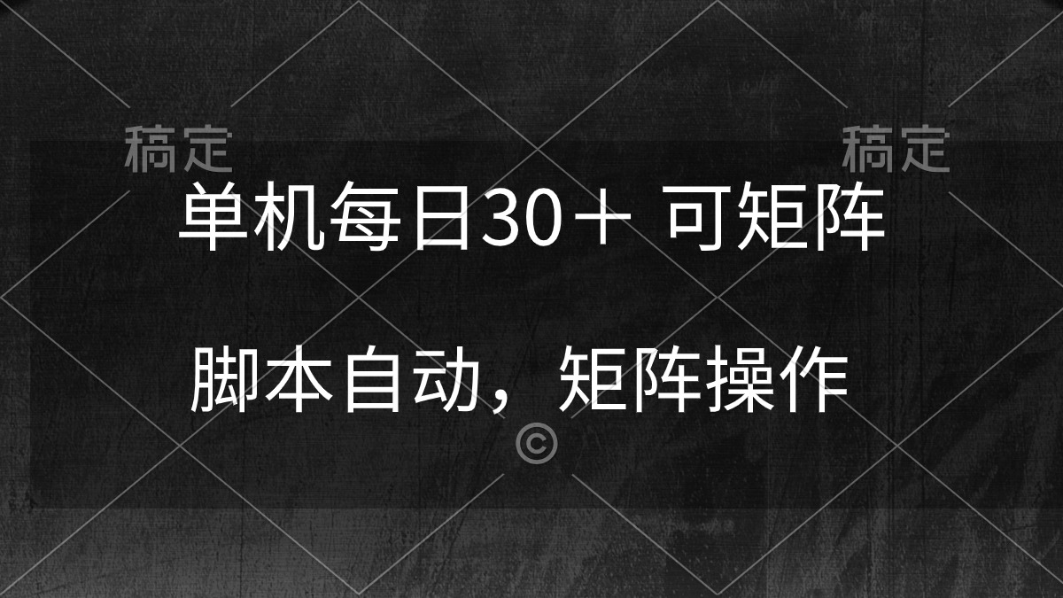 单机每日30＋ 可矩阵，脚本自动 稳定躺赚-易购网创