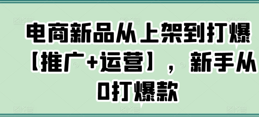 电商新品从上架到打爆【推广+运营】，新手从0打爆款-易购网创