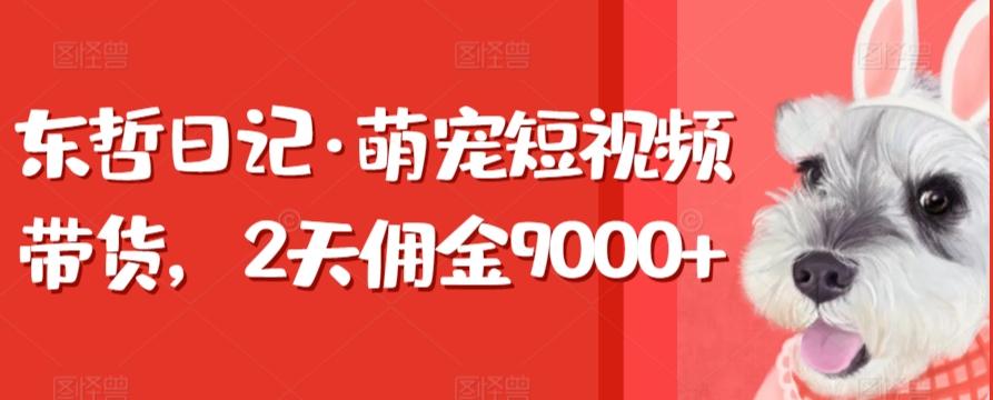 东哲日记·萌宠短视频带货，2天佣金9000+-易购网创