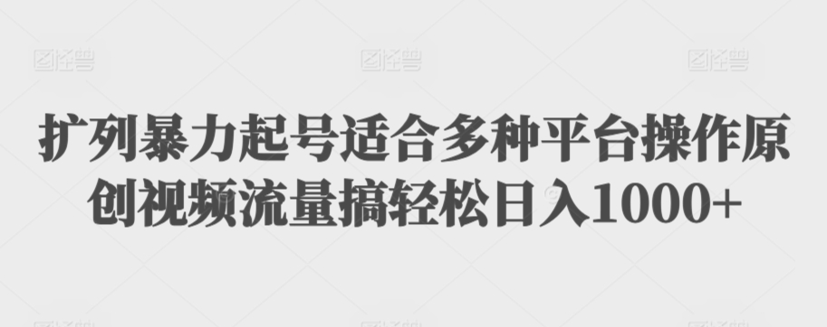 扩列暴力起号适合多种平台操作原创视频流量搞轻松日入1000+-易购网创