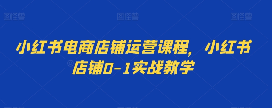 小红书电商店铺运营课程，小红书店铺0-1实战教学-易购网创