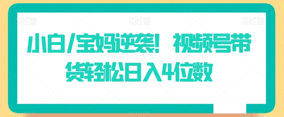 小白/宝妈逆袭！视频号带货轻松日入4位数-易购网创