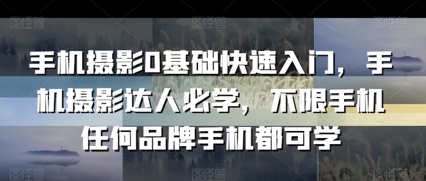 手机摄影0基础快速入门，手机摄影达人必学，不限手机任何品牌手机都可学-易购网创