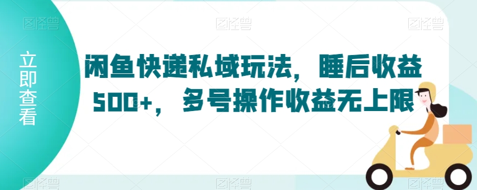 闲鱼快递私域玩法，睡后收益500+，多号操作收益无上限-易购网创