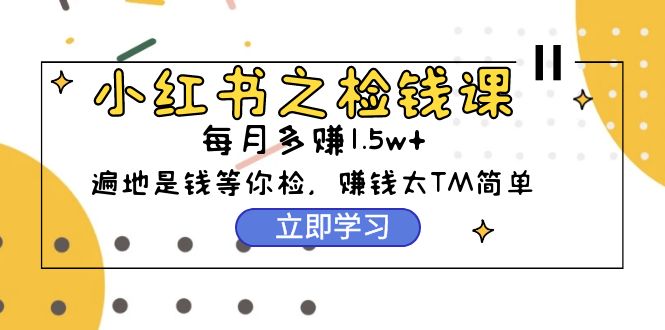 小红书之检钱课：从0开始实测每月多赚1.5w起步，赚钱真的太简单了（98节）-易购网创