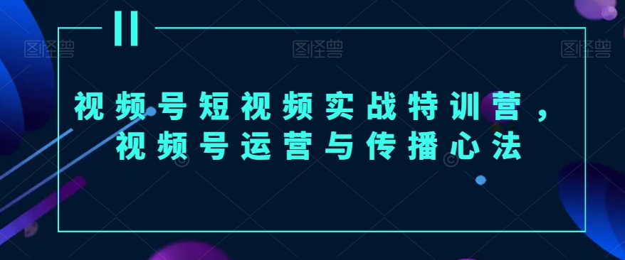 视频号短视频实战特训营，视频号运营与传播心法-易购网创