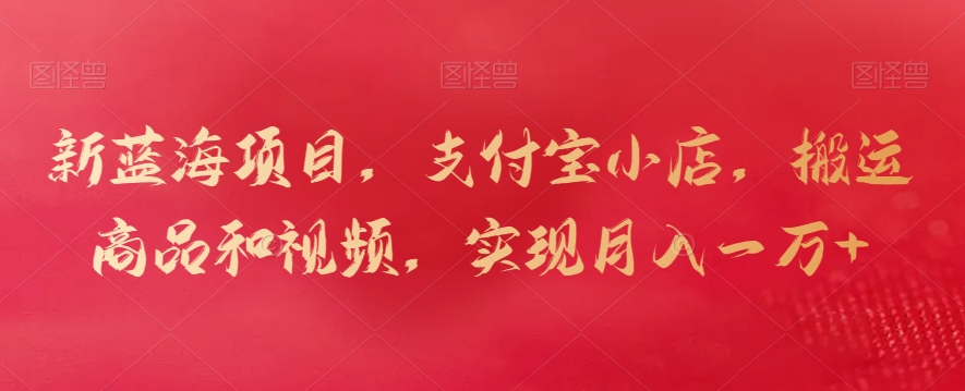 新蓝海项目，支付宝小店，搬运商品和视频，实现月入一万+-易购网创