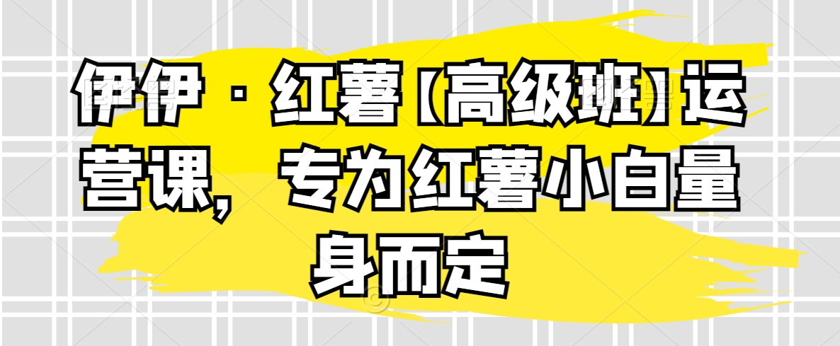 伊伊·红薯【高级班】运营课，专为红薯小白量身而定-易购网创