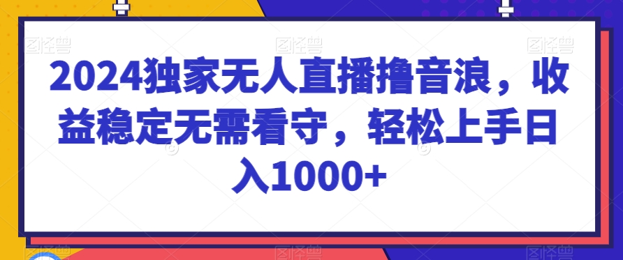 2024独家无人直播撸音浪，收益稳定无需看守，轻松上手日入1000+-易购网创