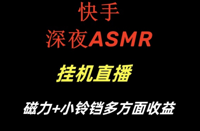 快手深夜性感ASMR挂机直播，磁力+小铃铛收益（附带工具和5G素材）-易购网创