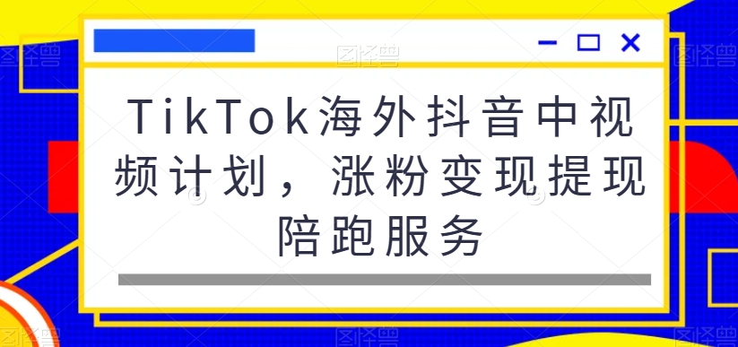 TikTok海外抖音中视频计划，涨粉变现提现陪跑服务-易购网创