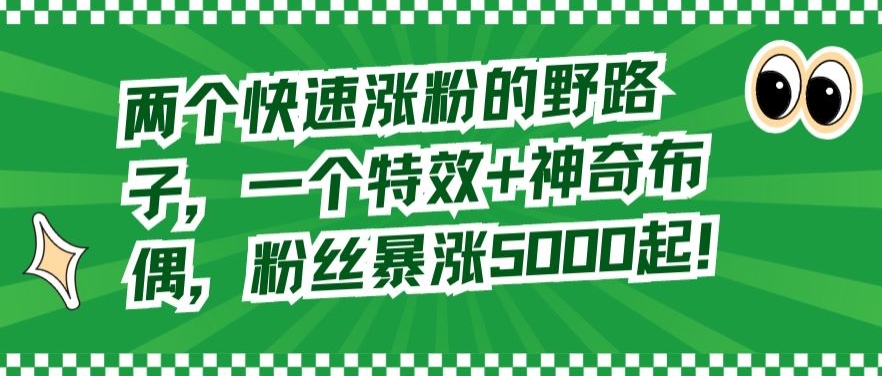 两个快速涨粉的野路子，一个特效+神奇布偶，粉丝暴涨5000起-易购网创