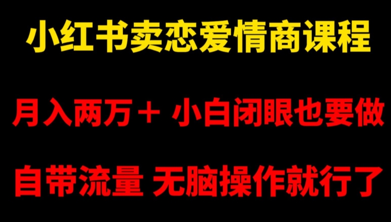 小红书卖恋爱情商课程，月入两万＋，小白闭眼也要做，自带流量，无脑操作就行了【揭秘】-易购网创