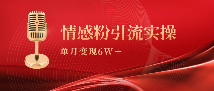 单月变现6w+，情感粉引流变现实操课-易购网创