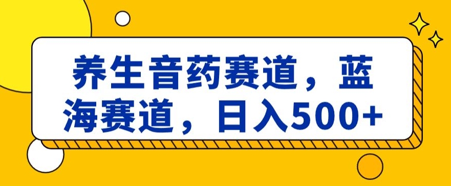养生音药赛道，蓝海赛道，日入500+【揭秘】-易购网创