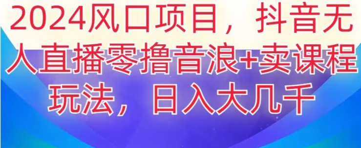 2024风口项目，抖音无人主播撸音浪+卖课程玩法，日入大几千【揭秘】-易购网创