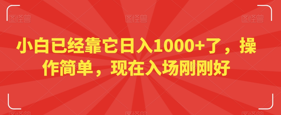 小白已经靠它日入1000+了，操作简单，现在入场刚刚好【揭秘】-易购网创