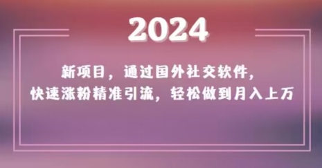 2024新项目，通过国外社交软件，快速涨粉精准引流，轻松做到月入上万【揭秘】-易购网创