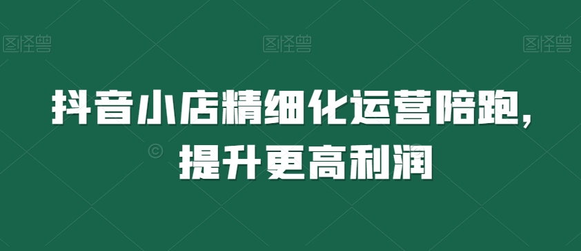 抖音小店精细化运营陪跑，提升更高利润-易购网创