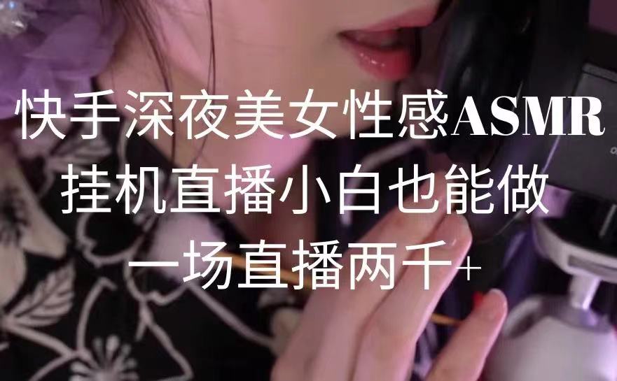 快手深夜美女性感ASMR挂机直播，小白也能做，一场直播两千+-易购网创
