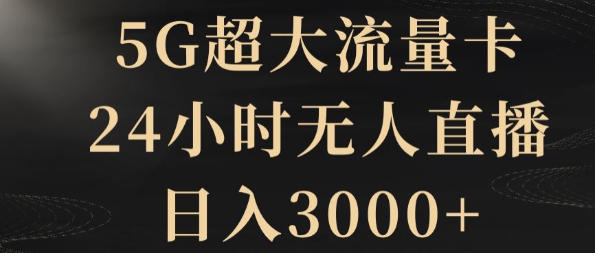 5G超大流量卡，24小时无人直播，日入3000+【揭秘】-易购网创