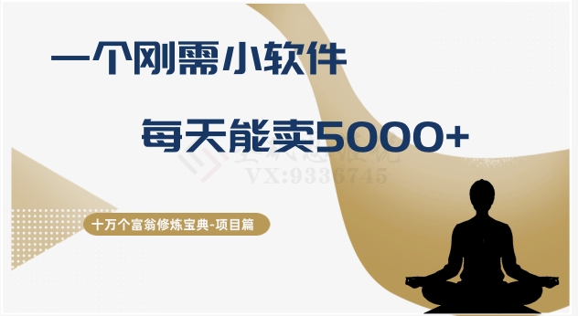 十万个富翁修炼宝典之17.一个刚需小软件，每天能卖5000+-易购网创