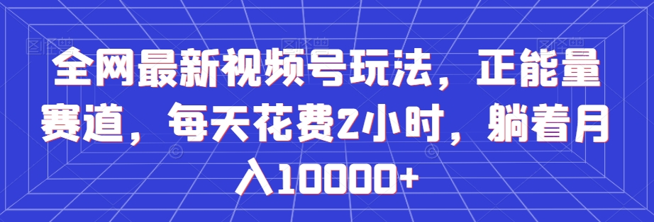 全网最新视频号玩法，正能量赛道，每天花费2小时，躺着月入10000+【揭秘】-易购网创