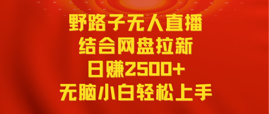无人直播野路子结合网盘拉新，日赚2500+多平台变现，小白无脑轻松上手操作-易购网创