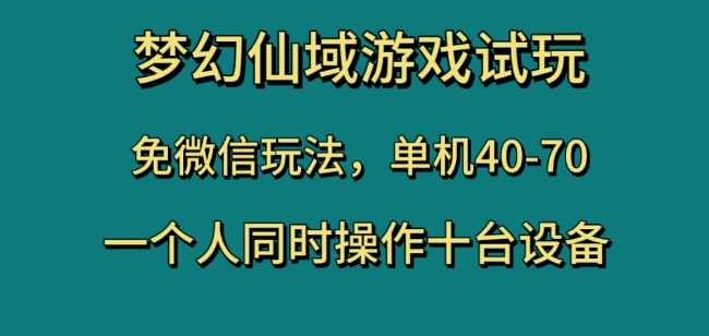 梦幻仙域游戏试玩，免微信玩法，单机40-70，一个人同时操作十台设备【揭秘】-易购网创