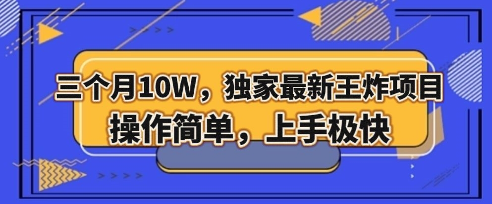 三个月10W，独家最新王炸项目！操作简单，上手极快【揭秘】-易购网创