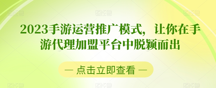 2023手游运营推广模式，让你在手游代理加盟平台中脱颖而出-易购网创