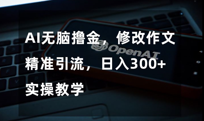 AI无脑撸金，修改作文精准引流，日入300+，实操教学【揭秘】-易购网创